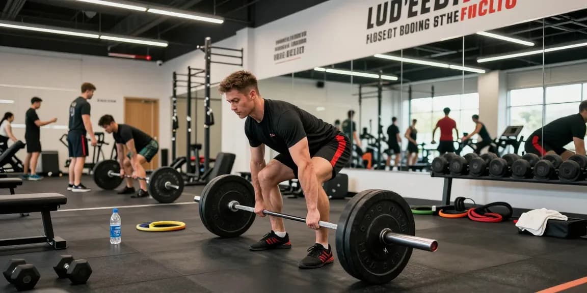 Aktiver Mann im Anabolika Shop Deutschland beim Training mit Gewichten für Muskelaufbau.