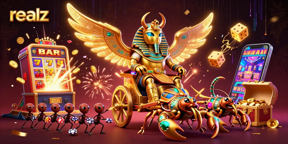 Spin and win with realz in a vibrant 3D casino scene filled with gaming excitement!